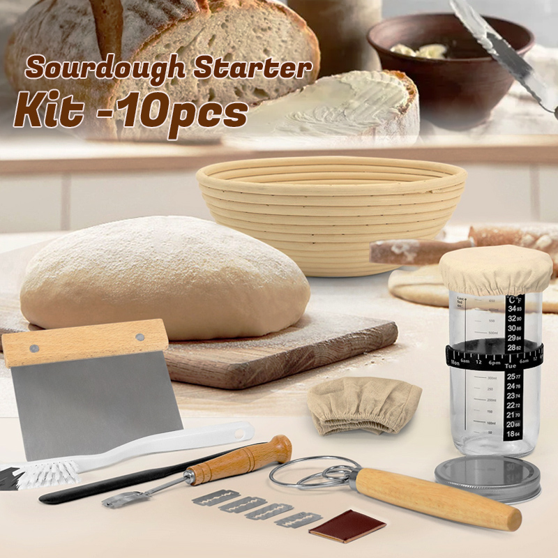 Kitchen Glass Baking Set - 650ml Sourdough Starter Kit Glass Jar