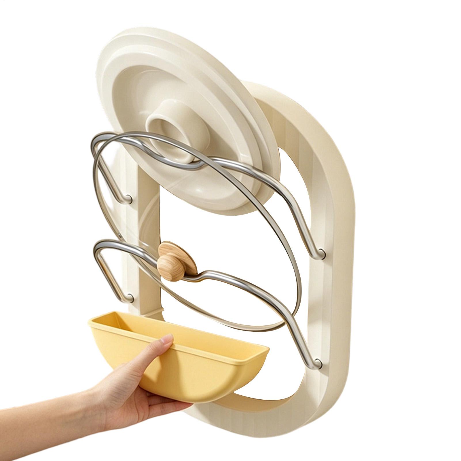 Kitchen Cabinet Baking Organizer - Pot Lid Rack 2-Tier Wall Mounted