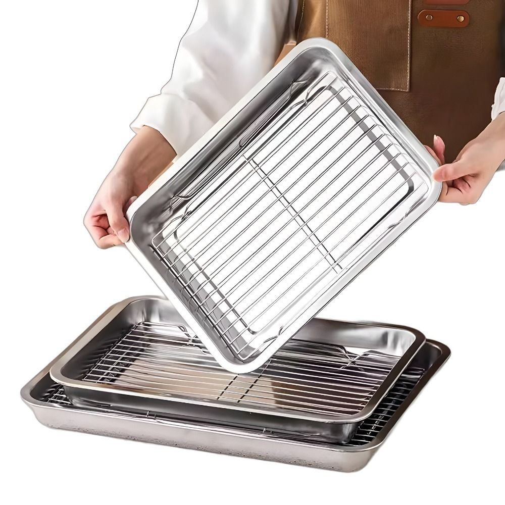 Kitchen Baking Tray Rack - Portable Non-Stick Stainless Steel Baking Pan