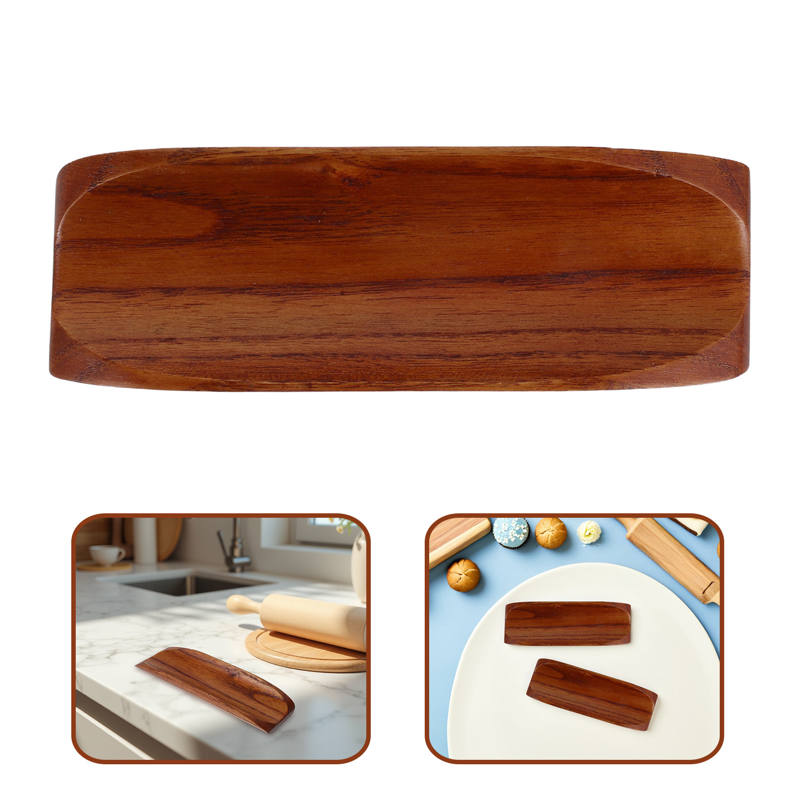 Kitchen With Baking Station - 2Pcs Wooden Rolling Pin Holder Anti-Roll