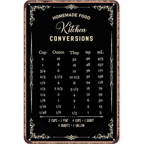 Rustic Tin Sign Decor Baking S - Kitchen Baking Conversion Chart review and price