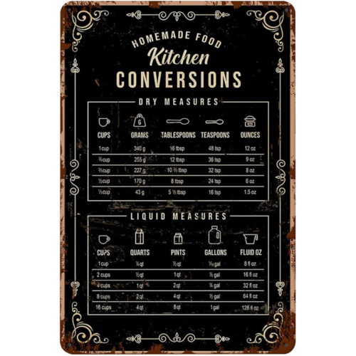 Vintage Funny Metal Tin Sign 1 - Kitchen Baking Conversion Chart review and price