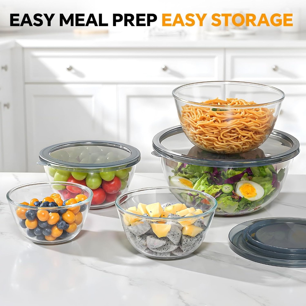 Glass Mixing Bowls With Lids S - Kitchen Glass Baking Set review and price