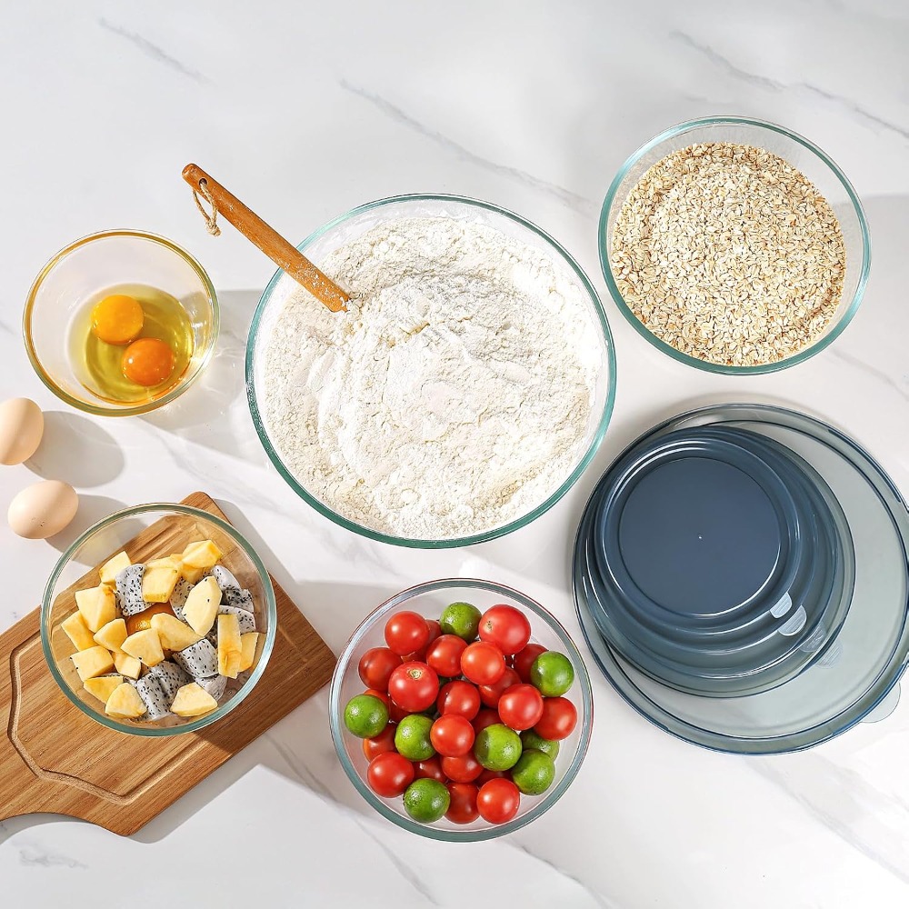 Glass Mixing Bowls With Lids S - Kitchen Glass Baking Set review and price