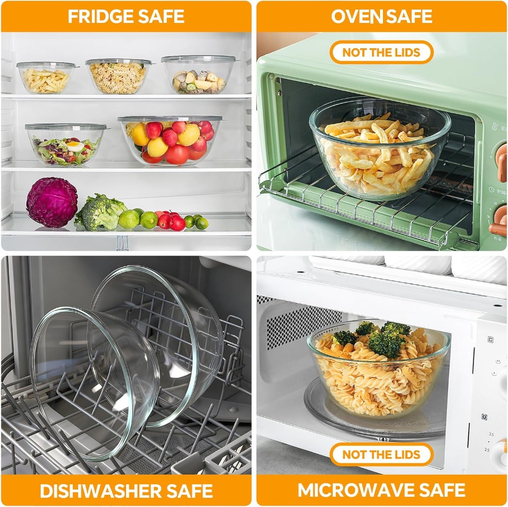 Glass Mixing Bowls With Lids S - Kitchen Glass Baking Set review and price