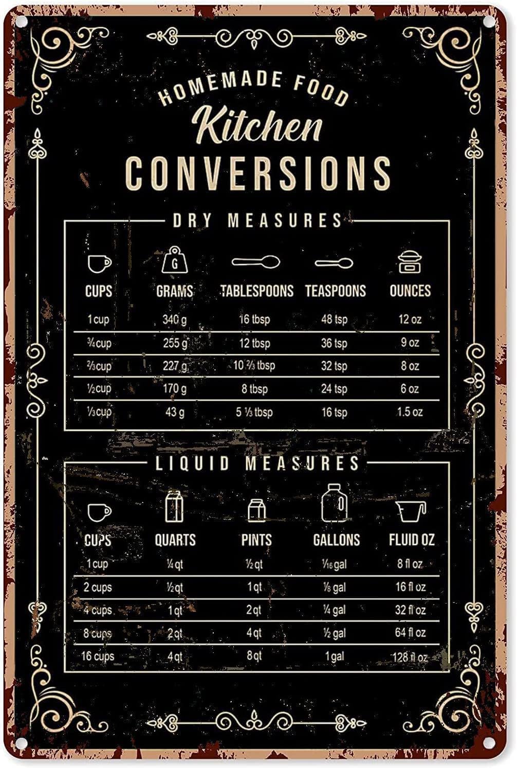 Rustic Tin Decor Baking Signs  - Kitchen Baking Conversion Chart review and price