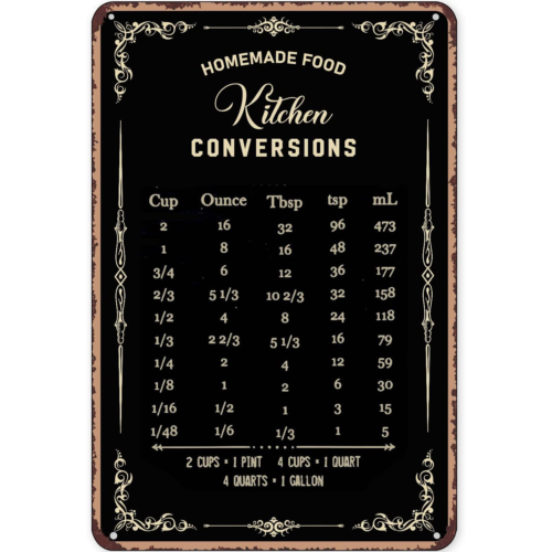 Rustic Tin Sign Decor Baking S - Kitchen Baking Conversion Chart review and price