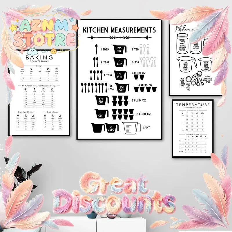 Minimalist Food Kitchen Measur - Kitchen Baking Conversion Chart review and price