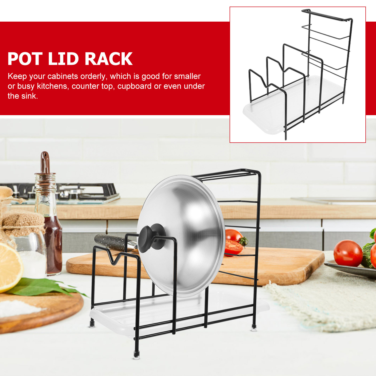 Lid Organizer for Pot Lids Cut - Kitchen Cabinet Baking Organizer review and price
