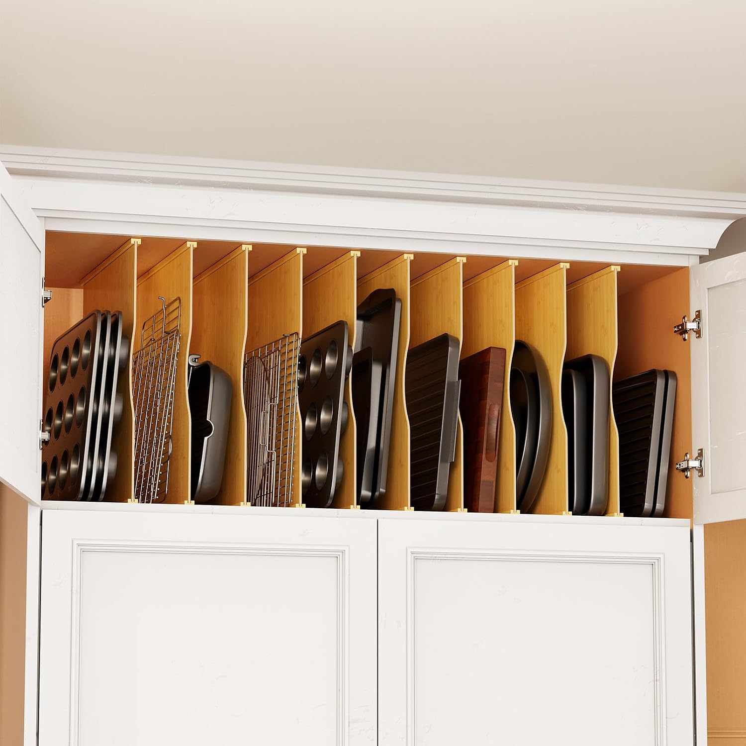 10 Pack Bamboo Tray Dividers f - Kitchen Cabinet Baking Organizer review and price